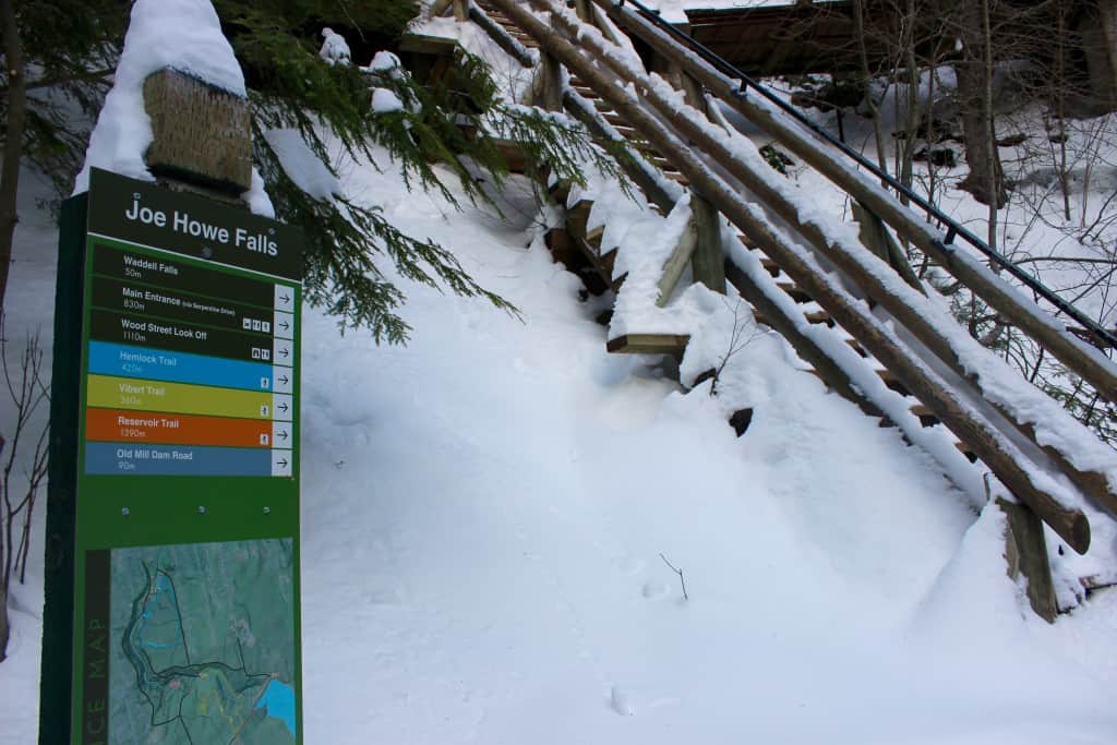 - Signs placed throughout the park highlight the different trails, lengths and terrain.